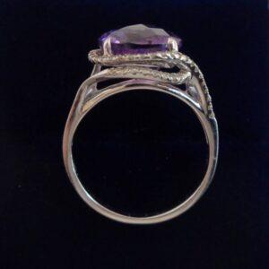 Stunning Amethyst And Diamond Ring 14ct White Gold - Size L 1/2 (S8606) - Image 3
