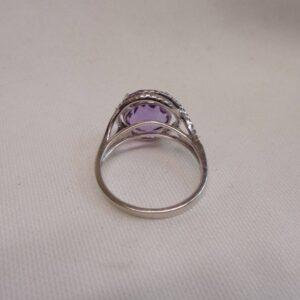 Stunning Amethyst And Diamond Ring 14ct White Gold - Size L 1/2 (S8606) - Image 5