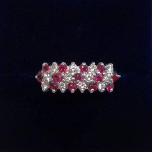 Vintage C.1988 Ruby and Diamond Cluster Ring 9ct Gold - Size L 1/2 (S8607) - Image 1
