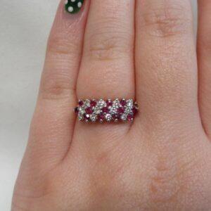 Vintage C.1988 Ruby and Diamond Cluster Ring 9ct Gold - Size L 1/2 (S8607) - Image 6