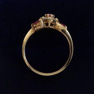 Stunning Ruby and Diamond Flower Cluster Ring - Size M 1/2 - Image 3