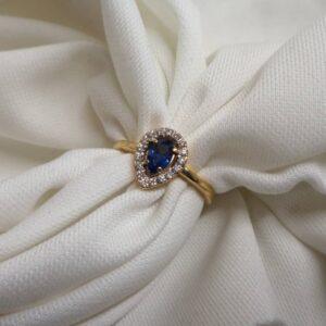 Sapphire and Diamond Cluster Ring 18ct Yellow Gold - Size N (S8601) - Image 8