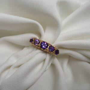 Vintage C.1995 Amethyst Ring 9ct Yellow Gold - Size M (S8615) - Image 4