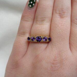 Vintage C.1995 Amethyst Ring 9ct Yellow Gold - Size M (S8615) - Image 7