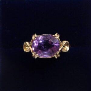 Vintage C.1967 Amethyst Ring in 9ct Gold - Size P 1/2 (S8618) - Image 1