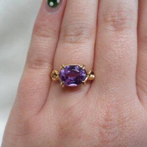 Vintage C.1967 Amethyst Ring in 9ct Gold - Size P 1/2 (S8618) - Image 7