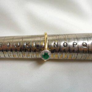 Beautiful Emerald and Diamond Cluster Ring 18ct Yellow Gold – Size M (A1176) - Image 7