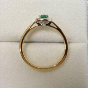 Beautiful Emerald and Diamond Cluster Ring 18ct Yellow Gold – Size M (A1176) - Image 3