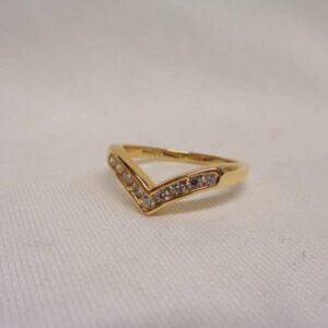 Stunning 0.33ct Diamond Wishbone Ring 18ct Yellow Gold - Size M 1/2 (A1200) - Image 4