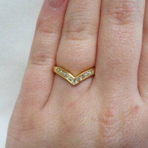 Stunning 0.33ct Diamond Wishbone Ring 18ct Yellow Gold - Size M 1/2 (A1200) - Image 6