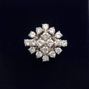 Vintage C.1986 0.58ct Diamond Cluster Ring 18ct White Gold - Size K (A1165)