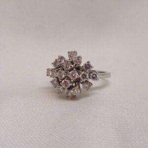 Vintage C.1986 0.58ct Diamond Cluster Ring 18ct White Gold - Size K (A1165) - Image 4