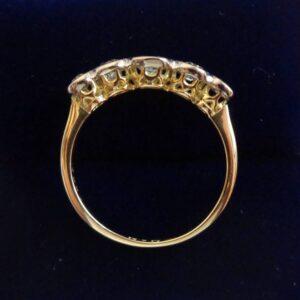 Antique Five Stone 0.65t Diamond Ring 18ct Yellow Gold - Size O (A1148) - Image 3