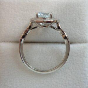 Fancy Aquamarine and Diamond Cluster Ring in Platinum - Size N 1/2 (A1150) - Image 3