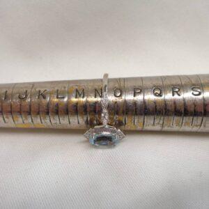 Fancy Aquamarine and Diamond Cluster Ring in Platinum - Size N 1/2 (A1150) - Image 7