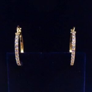 Tanzanite Hoop Earrings 9ct Yellow Gold - Diameter 28mm (A1331)