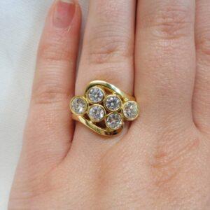 2.00ct Diamond Cluster Ring 18ct Yellow Gold – Certified  - Size P (A1313) - Image 6