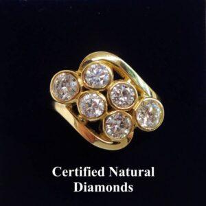 2.00ct Diamond Cluster Ring 18ct Yellow Gold – Certified  - Size P (A1313)