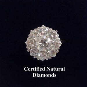 Vintage 1.75ct Diamond Cluster Ring 18ct Yellow Gold - Quality! - Size J 1/2 (A1075)