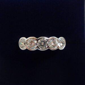 1.25ct Five Stone Diamond Ring 18ct Yellow Gold - Size N 1/2 (A1317) - Image 1