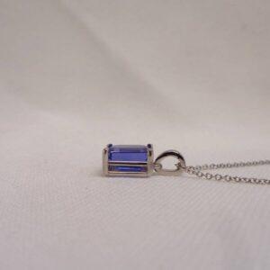 Certified Tanzanite Pendant 14ct White Gold - Chain Length 18in (A1262) - Image 3