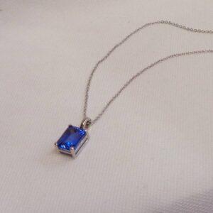 Certified Tanzanite Pendant 14ct White Gold - Chain Length 18in (A1262) - Image 4