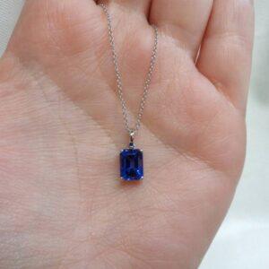 Certified Tanzanite Pendant 14ct White Gold - Chain Length 18in (A1262) - Image 6