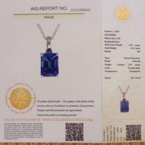 Certified Tanzanite Pendant 14ct White Gold - Chain Length 18in (A1262) - Image 7