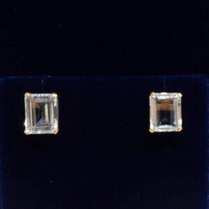 Beautiful Aquamarine Earrings 9ct Yellow Gold - 10mm x 8mm (A1364)