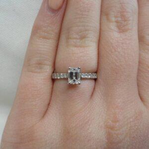 Certified 0.95ct Emerald Cut Diamond Ring Platinum - Size L 1/2 1325) - Image 6