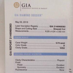 Certified 0.95ct Emerald Cut Diamond Ring Platinum - Size L 1/2 1325) - Image 8