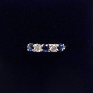 Five Stone Sapphire and Diamond Ring 18ct White Gold Size - K 1/2 (A1140)