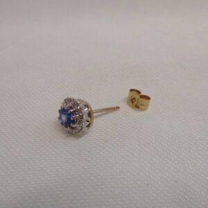 Sapphire and Diamond Cluster Stud Earrings 9ct White Gold (A1459) - Image 4