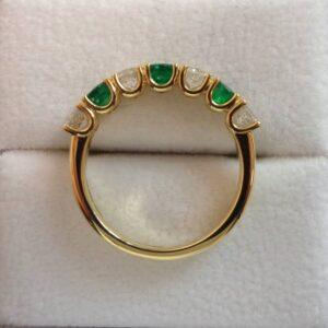 Emerald and Diamond Half Eternity Ring 18ct Yellow Gold - Size N (A1193) - Image 3