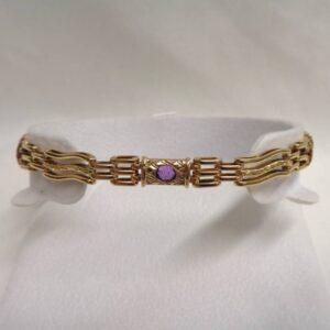 Vintage Fancy Amethyst Bracelet 9ct Yellow Gold - Length 8inch (A1071)