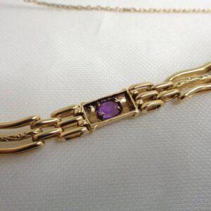 Vintage Fancy Amethyst Bracelet 9ct Yellow Gold - Length 8inch (A1071) - Image 5