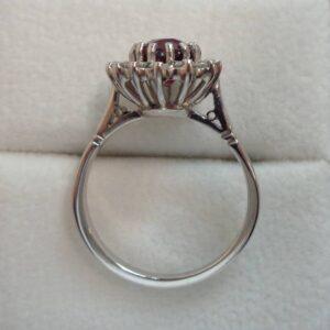 Certified Ruby and Diamond Cluster Ring 18ct White Gold - Size M 1/2 (A1195) - Image 3