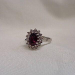 Certified Ruby and Diamond Cluster Ring 18ct White Gold - Size M 1/2 (A1195) - Image 4