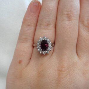 Certified Ruby and Diamond Cluster Ring 18ct White Gold - Size M 1/2 (A1195) - Image 6
