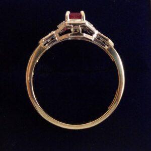 Art-Deco Style Ruby and Diamond Ring 9ct Yellow Gold - Size S 1/2 (A1487) - Image 3