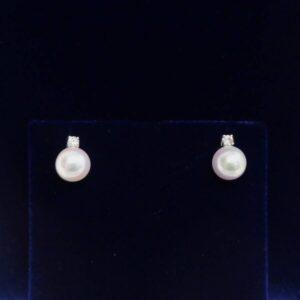 Stunning Cultured Pearl and Diamond Earrings 18ct White Gold (A1500)