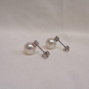 Stunning Cultured Pearl and Diamond Earrings 18ct White Gold (A1500) - Image 3