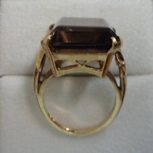 Vintage Smoky Quartz Ring in 9ct Yellow Gold - Size K 1/2 (A1008) - Image 3