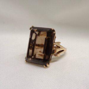 Vintage Smoky Quartz Ring in 9ct Yellow Gold - Size K 1/2 (A1008) - Image 4