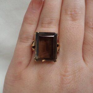 Vintage Smoky Quartz Ring in 9ct Yellow Gold - Size K 1/2 (A1008) - Image 6