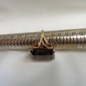 Vintage Smoky Quartz Ring in 9ct Yellow Gold - Size K 1/2 (A1008) - Image 7