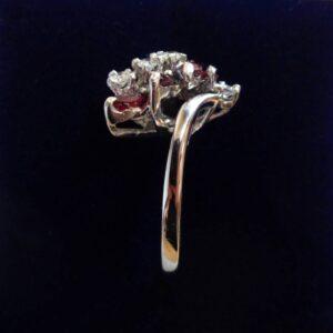 Unique Ruby and Diamond Cluster Ring 14ct White Gold - Size L (A1009) - Image 2