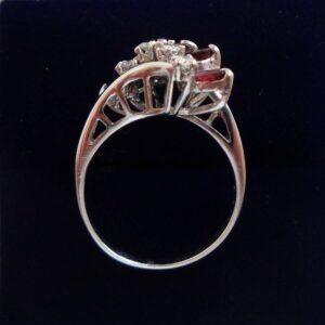 Unique Ruby and Diamond Cluster Ring 14ct White Gold - Size L (A1009) - Image 3
