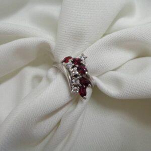 Unique Ruby and Diamond Cluster Ring 14ct White Gold - Size L (A1009) - Image 4