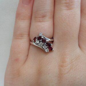 Unique Ruby and Diamond Cluster Ring 14ct White Gold - Size L (A1009) - Image 5
